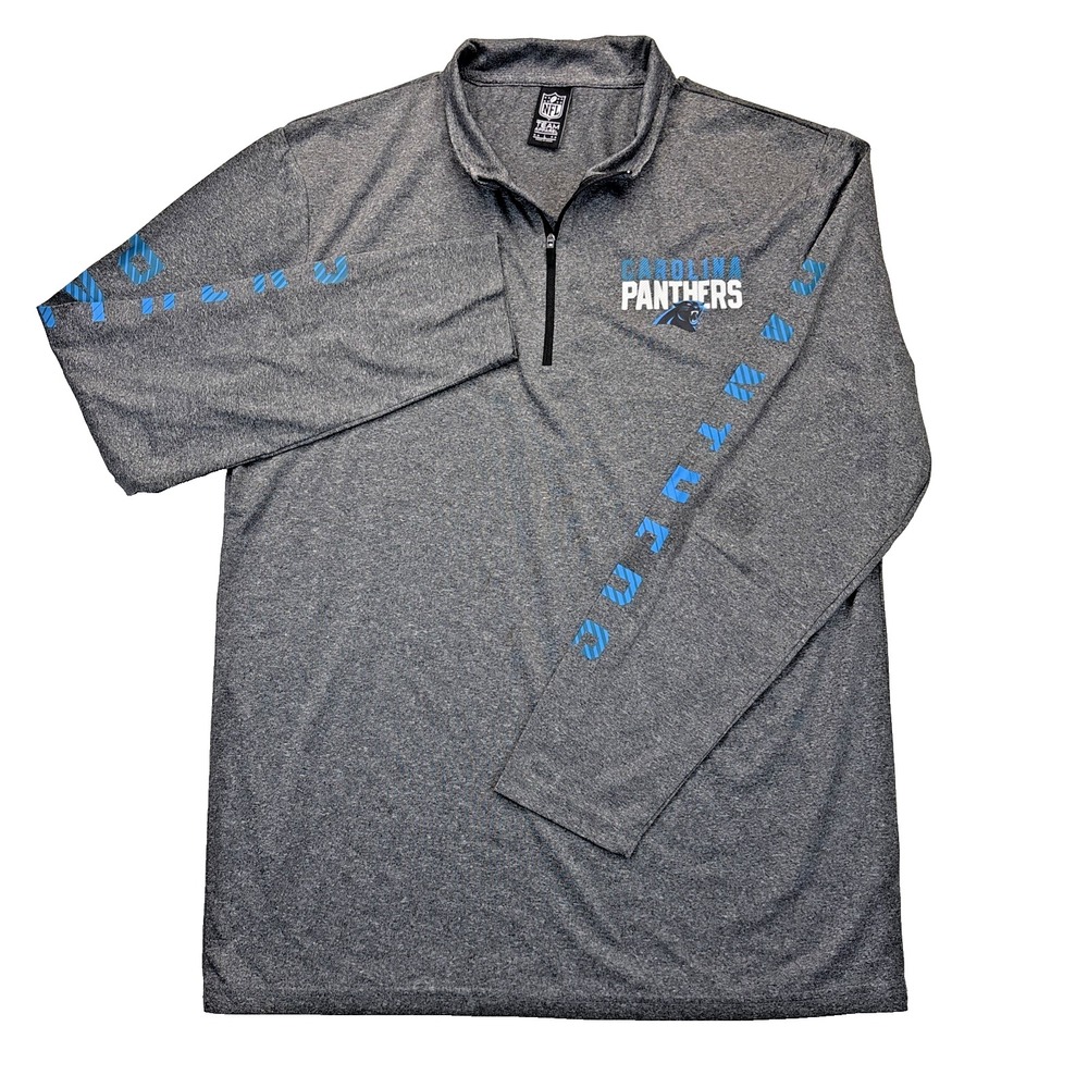 NFL Team Apparel Carolina Panthers Mens Large Quarter Zip Pullover Gray